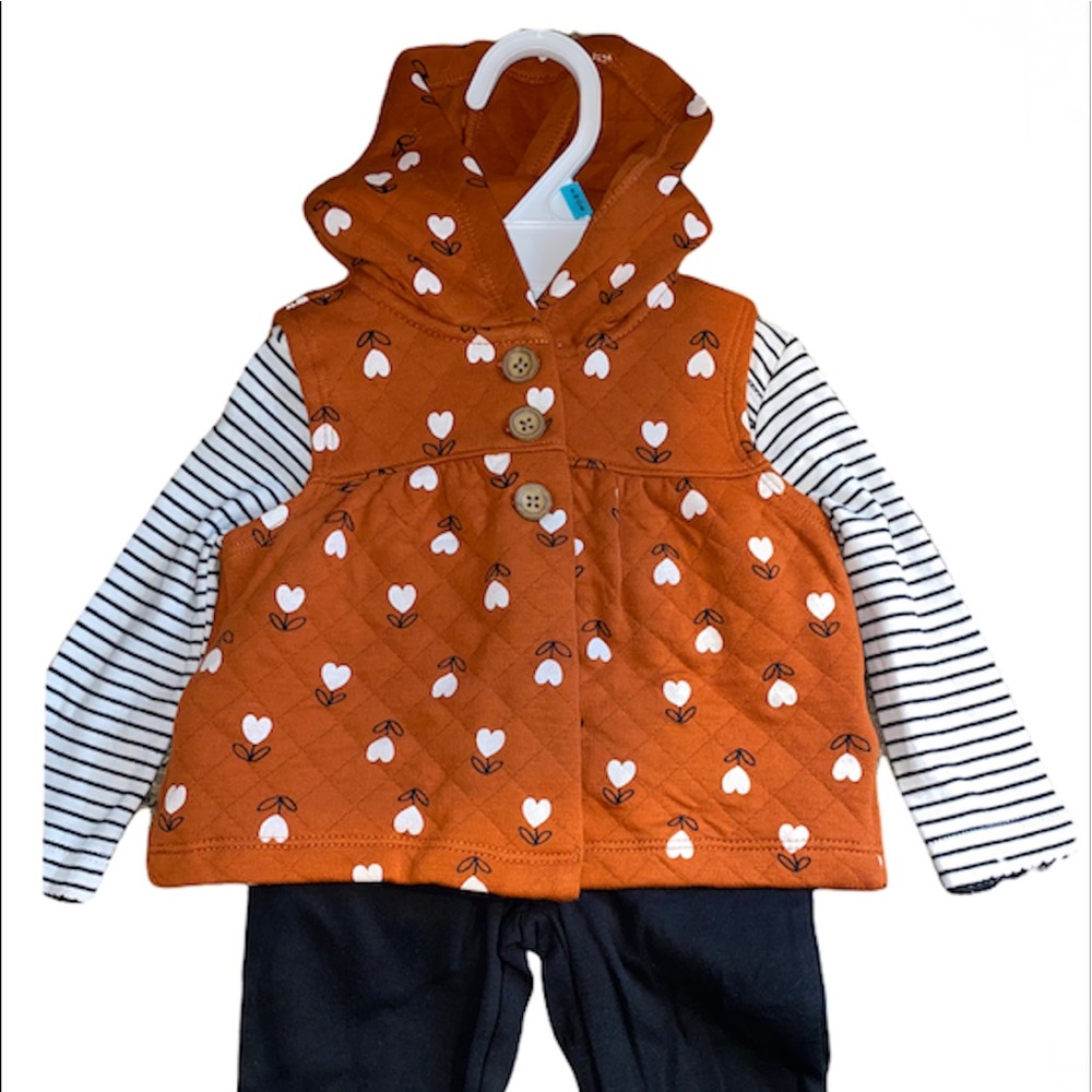 Carters 6m, 3 piece, heart/ flower set, baby girl